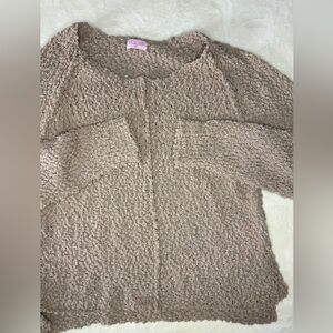 Pink Lily Chunky Knit Pullover in Beige